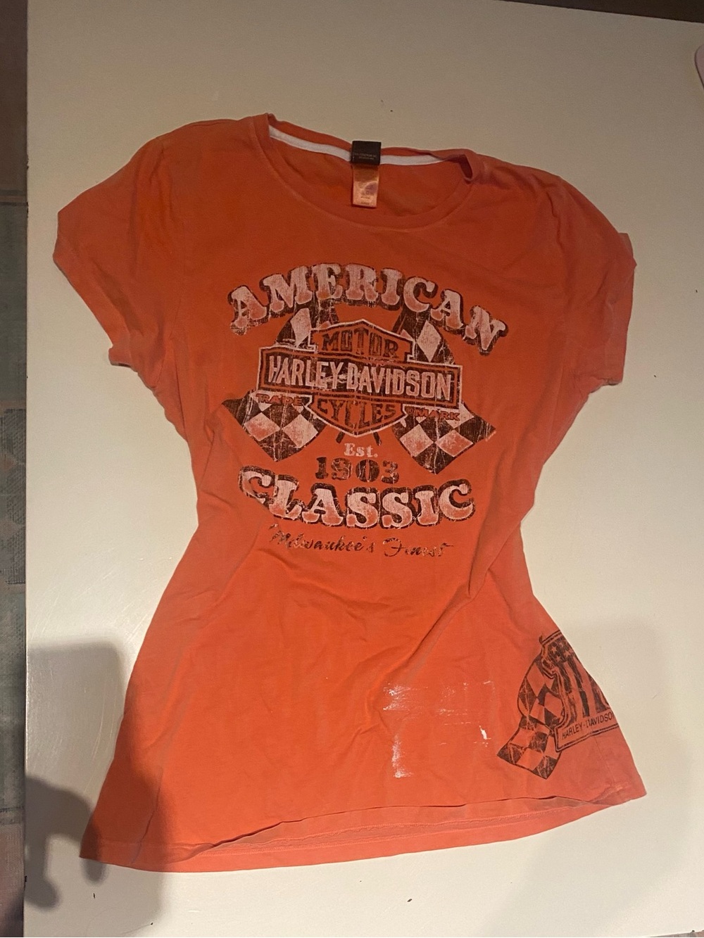 Harley-Davidson Orange Women's Short Sleeve Graphic Tee